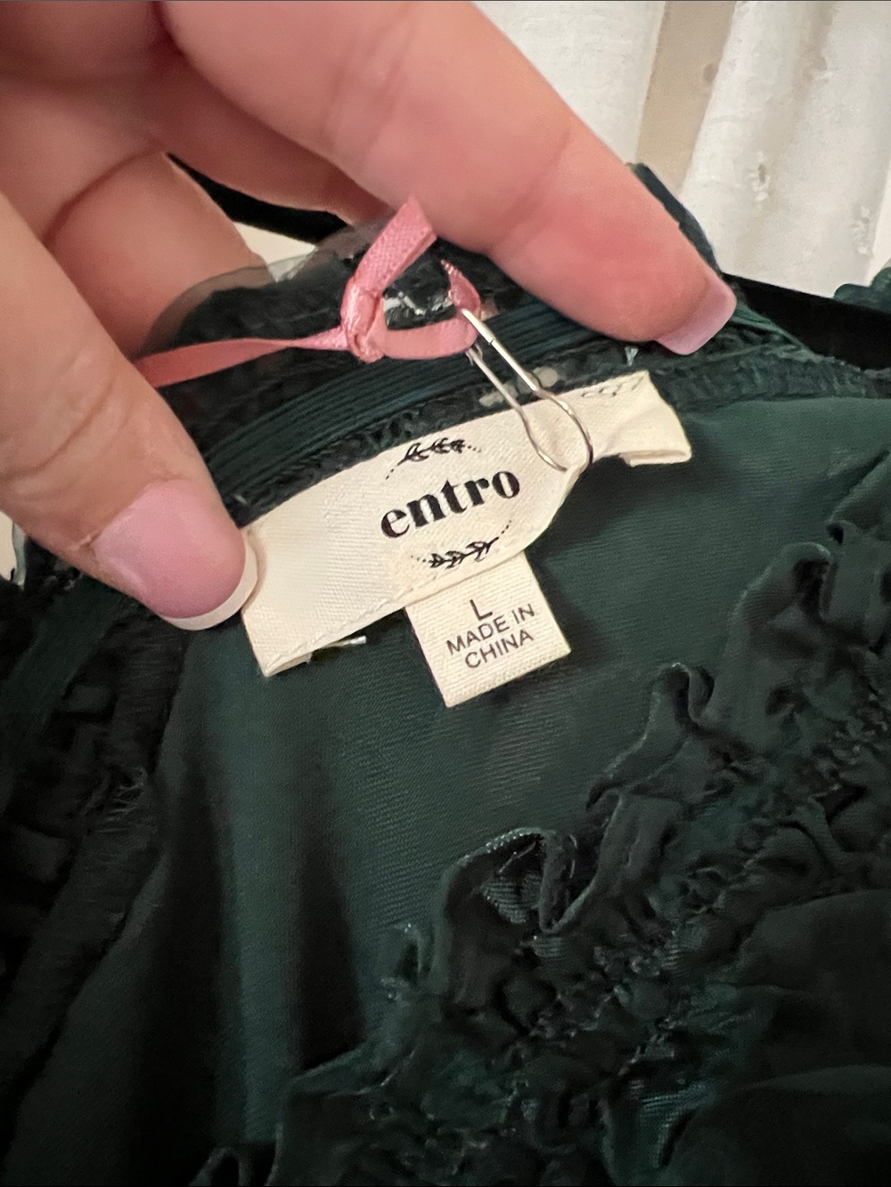 Entro Emerald Green Ruffled Sleeved Party Dress - Picture 5 of 7